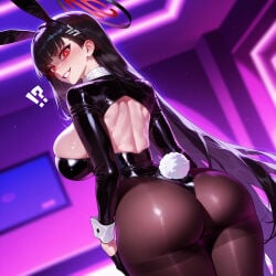 !? 1girl 1girls ai_generated alternate_costume animal_ears ass back balecxi black_gloves black_hair black_leotard black_pantyhose blue_archive blurry_background blush breasts brown_pantyhose bunny_ears bunny_tail bunnysuit clothing curvaceous curvaceous_female curvaceous_figure curvy curvy_figure dutch_angle fake_animal_ears fake_tail female female_focus from_behind gloves grin hair_ornament hairclip halo highleg highleg_leotard inviting inviting_to_sex large_breasts legwear leotard long_hair long_sleeves looking_at_viewer looking_back pantyhose playboy_bunny presenting presenting_ass presenting_hindquarters presenting_self rabbit_ears rabbit_tail red_eyes rio_(blue_archive) seductive seductive_look seductive_smile shrug_(clothing) sideboob smile solo strapless strapless_leotard tail thighband_pantyhose thighs tsukatsuki_rio very_long_hair voluptuous voluptuous_female wrist_cuffs