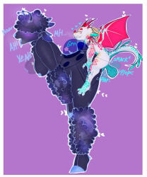 5:6 absurd_res alie26 alien anthro balls big_balls border breasts butt dragon duo female genitals hi_res larger_penetrated male male/female mythological_creature mythological_scalie mythology penetration scalie sex size_difference space white_border
