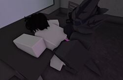 3d against_table anthro anthro_on_human blush furry gay gay_sex glowing_genitalia human kaiju_paradise monster_on_human naked nightcrawler_(kaiju_paradise) on_table penis purple_fur purple_knot radant roblox roblox_game tagme