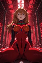1girl ai_generated ass_visible_through_thighs asuka_langley_soryu blue_eyes bodysuit breasts hair_ornament hi_res high_quality high_resolution kiraamane long_hair looking_at_viewer medium_breasts neon_genesis_evangelion open_mouth orange_hair patreon plugsuit seductive sexy sitting solo souryuu_asuka_langley spread_legs uncensored watermark