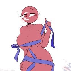 1girls big_breasts countryhumans countryhumans_girl red_body red_eyes red_skin thick_thighs thighs turkey_(countryhumans) xx.canada.xx