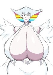 1girls drawn huge_breasts kill_la_kill kiryuuin_ragyou massive_breasts milf momiji_(artist) mother multicolored_hair revealing_clothes solo solo_female venus_body white_hair