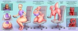 accessory anthro ass basic_sequence bendzz big_breasts blue_eyes blush bottomwear breast_growth breasts butt_expansion chair clothing computer_keyboard digital_media_(artwork) digitigrade english_text expansion female furniture gameplay_mechanics gender_transformation growth hair hair_accessory hairband huge_breasts huge_hips huge_thighs human human_to_anthro kobold leaning leaning_forward looking_at_viewer male mammal mtf_transformation nipple_outline nipples non-mammal_breasts nude one_eye_closed open_mouth pants red_hair scalie sequence shaded shirt short_stack shortstack shortstackification shrinking sitting size_transformation smile solo species_transformation surprise tail_growth text thick_tail thick_thighs thigh_expansion topwear torn_clothing transformation transformation_sequence underwear wide_hips