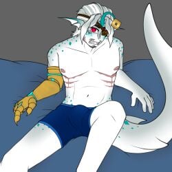 anglerfish anglerfish_humanoid boxers boxers_(clothing) erection laid_back pupi's_midnight_munchies roblox roblox_game robloxian scripter shark shark_tail top_scars transmasc
