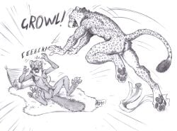 0laffson 2026 anthro anus backsack balls biped blush bodily_fluids breasts butt cave_lion claws comic dialogue duo english_text fangs felid female genital_fluids genitals greyscale gulonine inside male male/female mammal marten mature_female monochrome mustelid musteline neck_tuft nervous nervous_smile nipples nude open_mouth open_smile pantherine paws pine_marten pounce prehistoric_species sagging_breasts screaming smile speech_bubble spread_legs spread_vulva spreading surprised tail teeth text toe_claws traditional_media_(artwork) tuft vulva