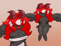 angel_wings barely_clothed black_nipples blood breasts female female_only horns huge_breasts lilith_(the_binding_of_isaac) mihar_r34 nipple_slip red_hair the_binding_of_isaac wings