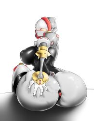 android ass big_ass big_breasts big_nipples big_thighs black_clothes black_clothing blush grabbing_ass heart-shaped_pupils lusty_(shark-py) nipples oc original_character robot robot_girl robot_humanoid shark-py spread_anus spreading_ass squish synthetic thick_thighs thighs tight_clothing white_body