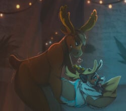 anal anthro antler_grab antlers blush breath cedarbou deer duo fox4 from_behind_position hi_res horn humping inside male male/male mammal melvin_(momat) moose new_world_deer panting reindeer rutting sex snort tongue tongue_out