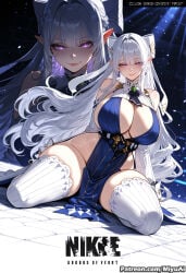 1girl ai_assisted ai_generated artist_name bangs bare_shoulders blush braid breasts cleavage closed_mouth curvaceous curvy curvy_female curvy_figure dress earrings eyebrows_visible_through_hair female gloves huge_breasts jewelry large_breasts lips long_hair looking_at_viewer miyuai pointy_ears purple_eyes sidelocks silver_hair sitting smile thick thick_ass thick_butt thick_hips thick_legs thick_thighs thighhighs thighs velina_airgid very_long_hair voluptuous voluptuous_female wariza white_legwear wide_hips wide_thighs zenless_zone_zero