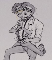 2boys alastor_(hazbin_hotel) clothed clothing dry_humping gay gay_domination gay_male hazbin_hotel human_alastor_(hazbin_hotel) human_vox_(hazbin_hotel) humping maledom malesub ranksauce vox_(hazbin_hotel)