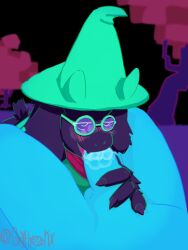 blowjob deltarune femboy goat grythorix human kris_(deltarune) monster ralsei ralsei_with_black_fur saliva spit sucking tagme
