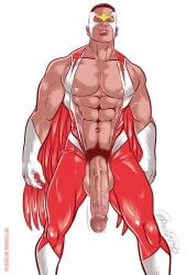 1boy abs african african_male big_penis dark-skinned_male dark_skin male male_focus male_only marvel marvel_comics melanin muscles muscular_male patrick_fillion pecs pubic_hair sam_wilson solo solo_male the_falcon veiny_penis