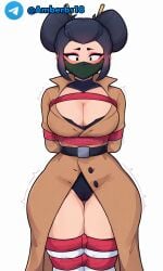 ai_generated black_hair bondage brawl_stars kaze_(brawl_stars) rope supercell tagme thighs white_background
