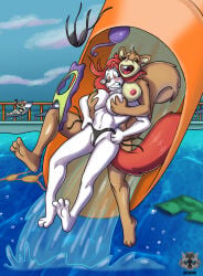 anthro areola big_breasts bikini bikini_around_one_leg bikini_bottom bikini_top blush breast_grab breast_squish breasts brown_body brown_fur buckteeth clenched_teeth clothed clothing clothing_around_one_leg digital_media_(artwork) duo eastern_grey_squirrel electronics embarrassed eyes_closed eyewear feet female fur genitals grey_squirrel hair hand_on_breast hi_res holding_bikini holding_clothing holding_object holding_phone holding_swimwear lying mammal mink mlock mouse murid murine mustelid musteline navel nickelodeon nipples nude on_back open_mouth phone pool_chair pussy_floss rodent sandy_cheeks sciurid slide smile spongebob_squarepants spread_legs spreading squish sunglasses swimming_pool swimming_trunks swimwear swimwear_around_one_leg swimwear_down tail taking_picture taking_selfie teeth toes tongue topless topless_anthro topless_female tree_squirrel true_musteline two-piece_swimsuit undressed untied_bikini vulva water water_slide white_body