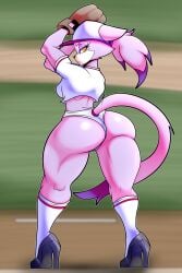 1girls animal_ears animal_tail anthro ass baseball baseball_cap baseball_glove baseball_uniform big_ass blaze_the_cat bottomwear breasts cat_ears cat_tail feline female female_only footwear full_body glove half-closed_eyes handwear hat headwear heels high_heels hips purple_body purple_skin randomgloves sega shirt short_shorts shorts small_breasts socks solo solo_female sonic_(series) sonic_the_hedgehog_(series) tail topwear white_shirt white_shorts wide_hips yellow_eyes