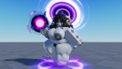 3d 3d_(artwork) areolae belly big_breasts boxingstudio chubby chubby_female curvy female female_only freckles furry furry_female goat goddess grey_body halo horns magic markings oc original_character pubic_hair render roblox roblox_studio robloxian tattoo thick_thighs