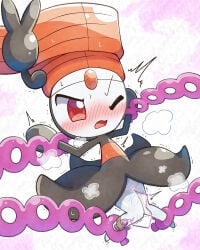 2026 4:5 absurd_res black_body blush blush_lines bodily_fluids censored digital_drawing_(artwork) digital_media_(artwork) egg_vibrator female female_humanoid forehead_gem gem generation_5_pokemon genital_fluids heart_censor heart_symbol hi_res humanoid humanoid_penetrated legendary_pokemon lucky777 meloetta meloetta_(pirouette_form) multicolored_body nintendo one_eye_closed orange_body penetration pokemon pokemon_(species) red_eyes restrained_arms restrained_legs sex_toy sex_toy_in_vagina sex_toy_insertion shaded shaking slim slim_female slim_humanoid soft_shading solo steam three-quarter_view tremble_lines trembling vaginal vaginal_fluids vaginal_penetration vibrator vibrator_in_vagina white_body