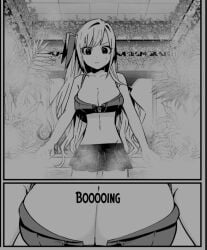 100_kanojo big_breasts bikini_top black_and_white breast_expansion inda_karane kimi_no_koto_ga_dai_dai_dai_dai_daisuki_na_100-nin_no_kanojo manga_page onsen skirt the_100_girlfriends_who_really_really_really_really_really_love_you very_long_hair