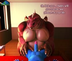 2026 3d_(artwork) albalbalb alby_(albalbalb) anthro balls bed bedroom bedside_table belly big_belly big_moobs big_muscles big_pecs blue_body blue_scales digital_media_(artwork) dragon duo english_text furniture genitals giana_sisters glans gurglewocky_(giana_sisters) hands_on_legs hands_on_thighs hi_res horn inside looking_at_viewer lying lying_on_bed male male/male moobs musclegut muscular muscular_male mythological_creature mythological_scalie mythology nipples nude on_bed pecs penis red_body red_eyes red_scales scales scalie sharp_teeth small_top_big_bottom small_wings smile smiling_at_viewer tan_body tan_scales teeth text thick_thighs tongue tongue_out vein veiny_penis wall_(structure) watermark white_text wide_hips window wings yellow_eyes