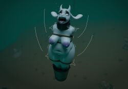 1girls 3d_(artwork) anthro arms_tied asphyxiation bound bovid caprine cement_shoes collar digital_media_(artwork) drowning dying female goat hands_behind_back heartbrkrskully hi_res imminent_death legs_tied makeup mammal metal_collar peril running_makeup solo toriel undertale undertale_(series) underwater water