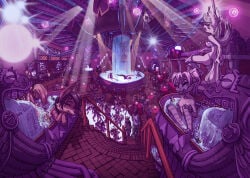 absurd_res anthro canid canine canis domestic_cat duo felid feline felis female finesse fox hi_res ladydino male male/female mammal pole ringo striped_body stripes stripper_pole swimming_pool tagme wolf