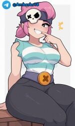 ai_generated boobs brawl_stars penny_(brawl_stars) pink_hair sexy sly_cooper tagme_(artist) yummyart