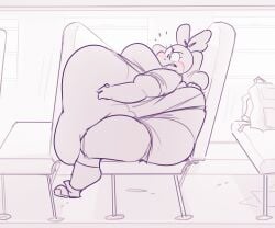 1girls anthro ass belly berkley_bunny blush breasts bunny bus fat female female_focus female_only furry hairbow hips hyper_belly lagomorph lagomorph_humanoid large_ass large_breasts obese obese_female overweight overweight_female rabbit ridiculouscake shortstack stomach stuck thick_thighs thighs weight_gain wide_hips