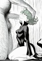 :>= blowjob blowjob_face fellatio hand_on_another's_head hand_on_head head_grab irrumatio kneeling kneeling_oral_position looking_up male_pubic_hair nokzella one-punch_man oral oral_penetration oral_sex penis_in_mouth saliva saliva_drip stray_pubes stray_pubic_hair sucking sucking_penis tatsumaki thick_thighs tongue tongue_out tongue_out_blowjob