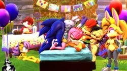16:9 3d_(artwork) 4k absurd_res amy_rose anthro archie_comics balloon barefoot being_watched birthday birthday_party blaze_the_cat breasts bunnie_rabbot cake canid canine chipmunk decoration dessert digital_media_(artwork) doggystyle domestic_cat eulipotyphlan eyes_closed feet felid feline felis female fiona_fox food fox from_behind_position genitals ground_squirrel group group_sex hair hand_on_face hedgehog hero herpestid hi_res inflatable kissing lagomorph leporid looking_at_another lynx male male/female mammal mina_mongoose mobiusstrips69 mongoose nicole_the_lynx nipples nude outside_sex penis ponytail princess rabbit rodent royalty sally_acorn sciurid sega sex smile sonic_the_hedgehog sonic_the_hedgehog_(archie) sonic_the_hedgehog_(comics) sonic_the_hedgehog_(series) widescreen