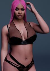 1girls 3d areola_slip areolae big_breasts breasts celebrity dark-skinned_female dark_nipples dark_skin female large_breasts nicki_minaj real_person solo tagme_(artist) virt-a-mate