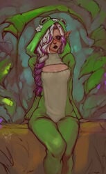 1female 1females 1girl 1girls absurd_res absurdres ashe_(venzari) black_lipstick braid braided_hair commission commission_art commissioner_upload ear_piercing earrings elf fair_skin half-elf half_elf light-skinned_female light_skin lip_ring lipstick long_hair nose_piercing nose_ring onesie original_character purple_eyes purple_hair runny_makeup runny_mascara second-party_source septum_piercing septum_ring solo solo_female tagme thick_eyesbrows tigrsasha two-tone_hair white_hair witch