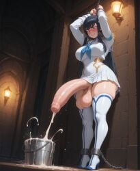 ai_art ai_generated balls ballsack black_hair blue_eyes blunt_bangs bondage bound bound_ankles bound_wrists bucket bucket_of_cum busty chain_bondage chained_up chains civitai clenched_teeth cock cum cum_drip cum_explosion cum_string cumming cumshot curvy curvy_figure dickgirl dickgirl_focus flustered foreskin futa_focus futanari hands_above_head hands_tied heavy_blush hi_res high_quality high_resolution highres huge_cock kill_la_kill kiryuuin_satsuki patreon penis self_upload stable_diffusion standing stationary_restraints uncensored uncircumcised uncut upscaled voluptuous voluptuous_futa yuckle