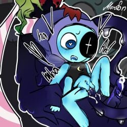 <3 1cuntboy1male 2anthro 4_arms astro_(dandy's_world) big_dom_small_sub blush blushcrunch_studio crop_top cum cumming cuntboy cyan_body dandy's_world dandys_world dark_blue_body digital_media_(artwork) dripping dripping_cum dripping_tentacles drooling english_text heart heart_in_pupils holding_partner's_arms intersex intersex/male leaf_hair looking_down male/cuntboy marafon moaning one-eyed roblox scarf_only size_difference sleeping_cap sprout_(dandy's_world) striped_scarf tentacle_sex tentacles toon_(dandy's_world) twisted_sprout_(dandy's_world) unusual_anatomy vaginal vaginal_penetration