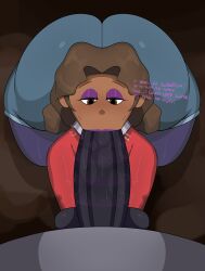 1female big_ass blowjob cassie_(fnaf) dark-skinned_female fellatio female la_sandia text