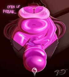 1futa 2026 areolae_visible_through_clothing artist_signature belly big_breasts breasts chubby covered_eyes deltarune dialogue futanari glistening glistening_body glistening_genitalia holding_penis long_hair looking_at_viewer pants_down penis pov pov_crotch precum precum_drip presenting presenting_penis ruteyed scalie see-through_clothing see-through_shirt slightly_chubby snout solo susie_(deltarune) taker_pov talking_to_viewer vein veiny_penis yellow_teeth