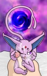 3_toes bed bestiality big_penis bodily_fluids cum cum_on_face digital_art_(artwork) duo eeveelution errsoe_(artist) espeon feet female feral first_person_view furniture generation_2_pokemon genital_fluids genitals hi_res human human_on_feral human_pov humanoid_genitalia humanoid_penis interspecies licking male male/female male_human male_pov mammal nintendo offscreen_male on_bed oral penile penis penis_lick pokemon pokemon_(species) pupils purple_background purple_sclera saliva saliva_string sex simple_background toes tongue tongue_out white_pupils