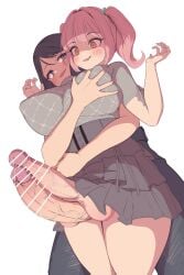 2futanari 2futas 2penis blue_eyes clothed green_eyes holding_breast mostly_clothed penis_out tagme veiny_penis white_skin yana_(nekoarashi)