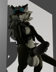 anthro balls big_balls big_penis cadberry erection flage foreskin genitals hi_res humanoid low-angle_view male penis solo view