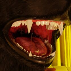 anthro anthro_only black_fur blender_(software) drool drooling fur furry furry_only kiwidox_(artist) maw mawplay mawshot mouth rexouium saliva saliva_drip saliva_string saliva_trail teeth teeth_showing