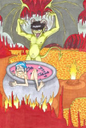 2012 2boys 2d_(gorillaz) demon demon_wings deviantart gay gorillaz hell murdoc_niccals what