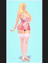 american_dad big_breasts blonde blonde_female blonde_hair bush francine_smith lingerie_only metameta/metatwotimes milf nylons pink_legwear pink_lingerie tagme