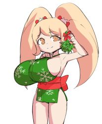 borvar breasts danganronpa danganronpa_2:_goodbye_despair female female_focus female_only festive large_breasts mistletoe saionji_hiyoko shortstack sideboob super_danganronpa_2 thighs