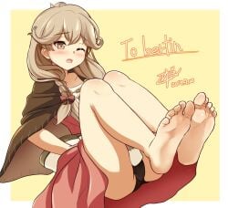 akabashi akabashi_yuusuke barefoot black_panties faye_(fire_emblem) feet fire_emblem fire_emblem_echoes:_shadows_of_valentia foot_fetish foot_focus nintendo panties second-party_source upskirt