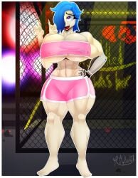 1girls 2022 abs barefoot big_breasts buff corrupted erect_nipples erect_nipples_under_clothes heart-shaped_pupils mrmelted muscular muscular_female simulated_fellatio six_pack smg4 spiral_eyes tagme tari_(smg4) thick_thighs