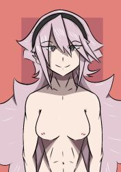 1girls breasts brown_fur completely_nude female female_only fire_emblem fire_emblem_fates hairband heart-shaped_pupils long_hair looking_at_viewer nintendo nipples nude nude_female pink_hair small_breasts smile soleil_(fire_emblem) soleil_azure solo upper_body very_long_hair