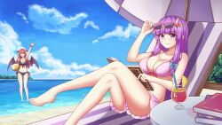 bikini demon_girl head_wings koakuma patchouli_knowledge piaoluo_de_ying_huaban succubus swimsuit tagme touhou