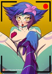 1girls aaronart_(artist) ahe_gao ahe_gao breasts eyes face_fucking girl league_of_legends neeko tail thighs