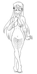 1girls big_breasts big_eyes cuts doki_doki_literature_club female healed_cuts healed_scars long_hair naked no_clothes no_color nude scars sketch solo standing yuri_(doki_doki_literature_club) zeggiedirtypaws_(artist)