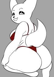 1girls absurd_res anthro ass_focus big_ass big_breasts breasts bubble_butt butt_focus female furry hi_res huge_ass kneeling looking_at_viewer looking_back raised_tail tagme thick_ass toonarscontent white_fur