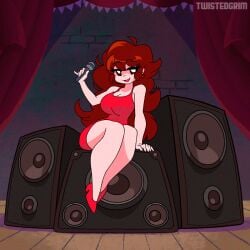 1girls 2021 2d 2d_animation alternate_version_available animated background breasts_bounce cleavage cute female female_only friday_night_funkin gif girlfriend_(friday_night_funkin) heels jumping long_hair microphone panties pantyshot signature speaker thick_thighs twistedgrim underwear